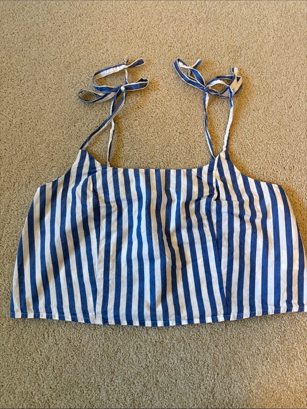 Old Navy Blue and White Stripe Tie-Shoulder Crop Top - Women's